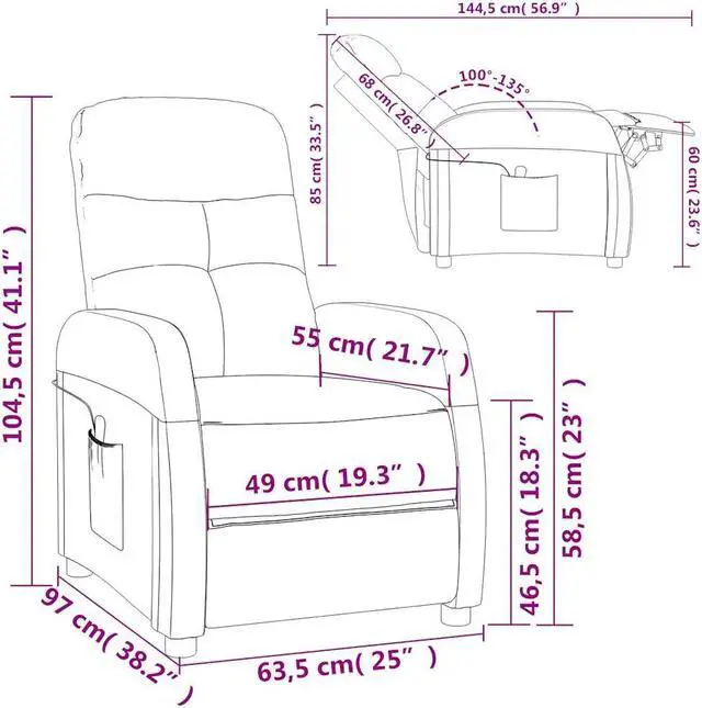 Alt view image 4 of 7 - vidaXL Massage Chair Adjustable Reclining Seating Furniture Dark Brown Fabric