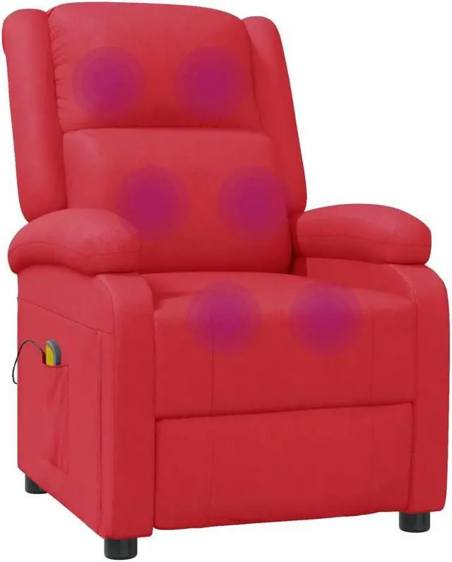 Alt view image 2 of 7 - vidaXL Massage Chair Adjustable Reclining Seating Furniture Red Faux Leather