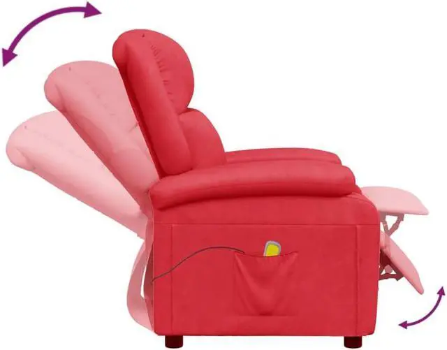 Alt view image 3 of 7 - vidaXL Massage Chair Adjustable Reclining Seating Furniture Red Faux Leather