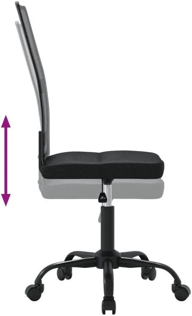 Alt view image 6 of 7 - vidaXL Office Chair Adjustable Rolling Computer Desk Chair Black Mesh Fabric