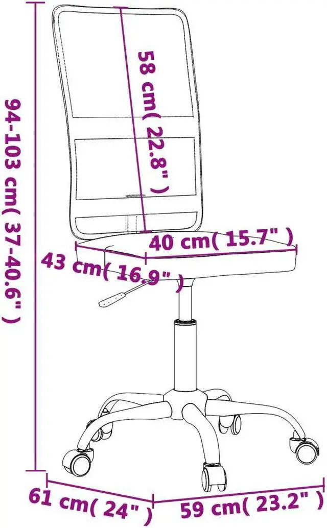 Alt view image 4 of 7 - vidaXL Office Chair Adjustable Rolling Computer Desk Chair Black Mesh Fabric