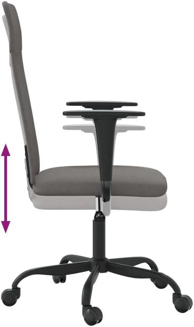 Alt view image 3 of 6 - vidaXL Office Chair Height Adjustable Computer Desk Chair Dark Gray Fabric