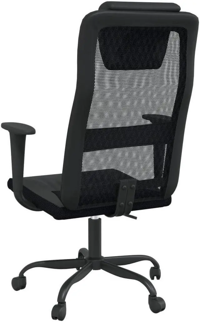 Alt view image 5 of 6 - vidaXL Office Chair Height Adjustable Seat Black Mesh Fabric and Faux Leather