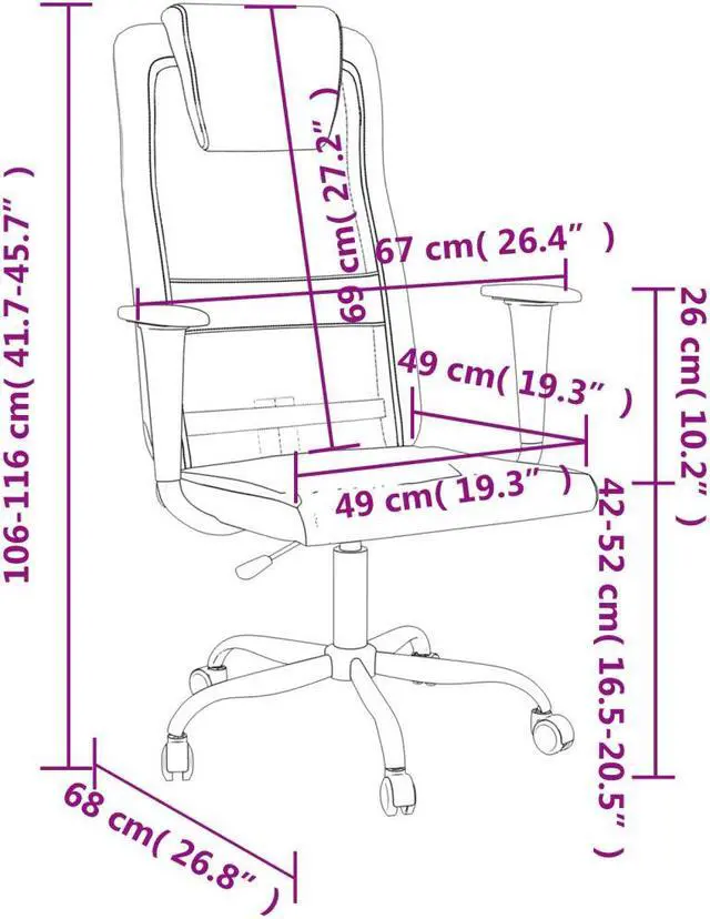 Alt view image 4 of 6 - vidaXL Office Chair Height Adjustable Seat Black Mesh Fabric and Faux Leather