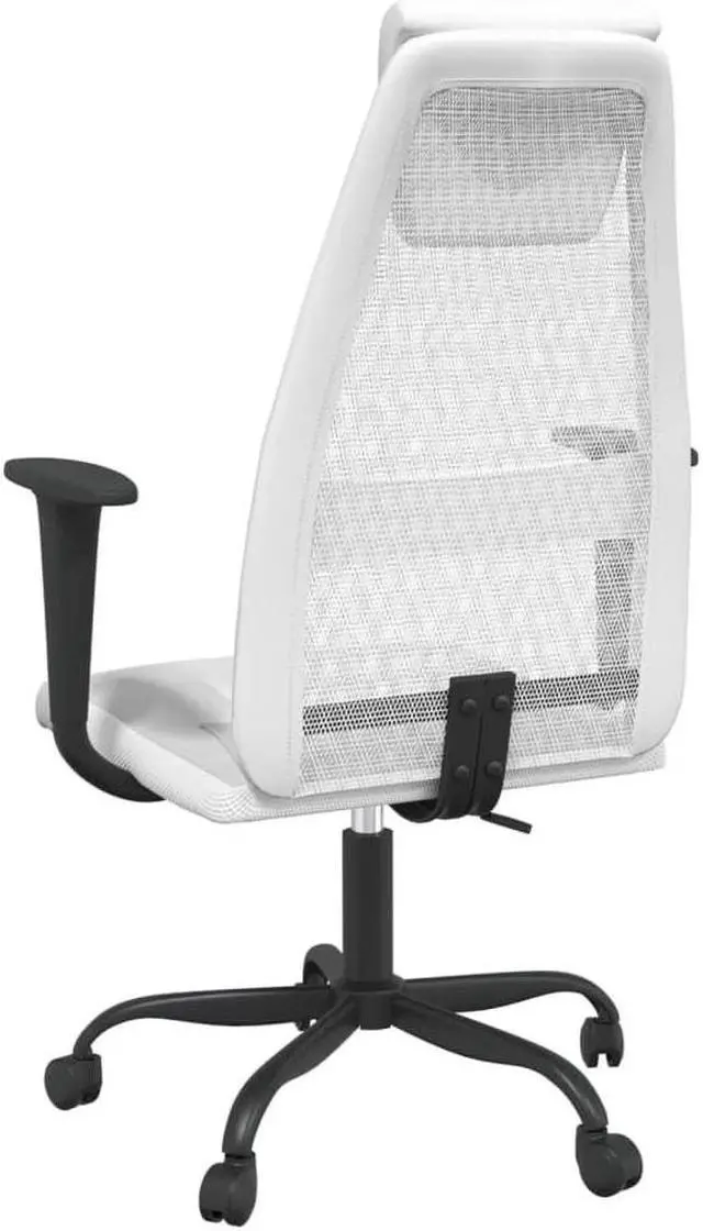 Alt view image 5 of 7 - vidaXL Office Chair Height Adjustable Seat White Mesh Fabric and Faux Leather