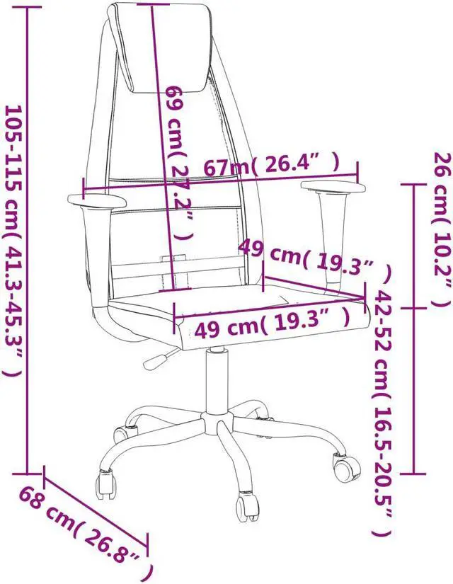 Alt view image 4 of 7 - vidaXL Office Chair Height Adjustable Seat White Mesh Fabric and Faux Leather