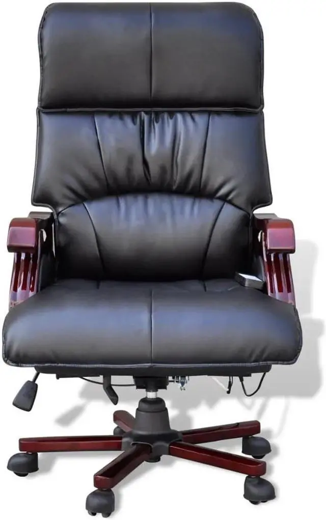 Alt view image 2 of 4 - vidaXL Massage Chair 360 Degree Swivel Office Desk Chair Black Top Real Leather