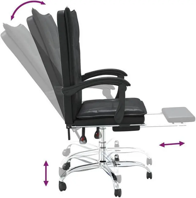 Alt view image 5 of 9 - vidaXL Reclining Office Chair Black Faux Leather