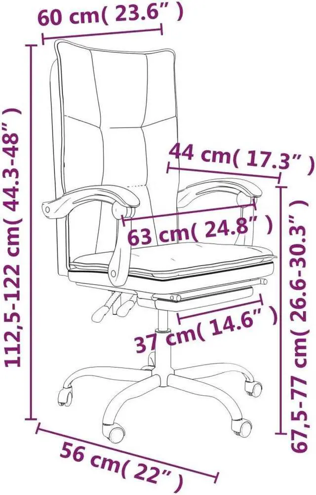 Alt view image 6 of 9 - vidaXL Reclining Office Chair Black Faux Leather