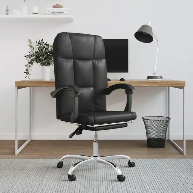 Alt view image 4 of 10 - vidaXL Reclining Office Chair Black Faux Leather