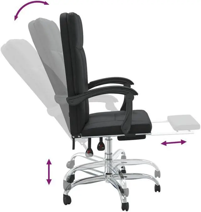 Alt view image 6 of 10 - vidaXL Reclining Office Chair Black Faux Leather
