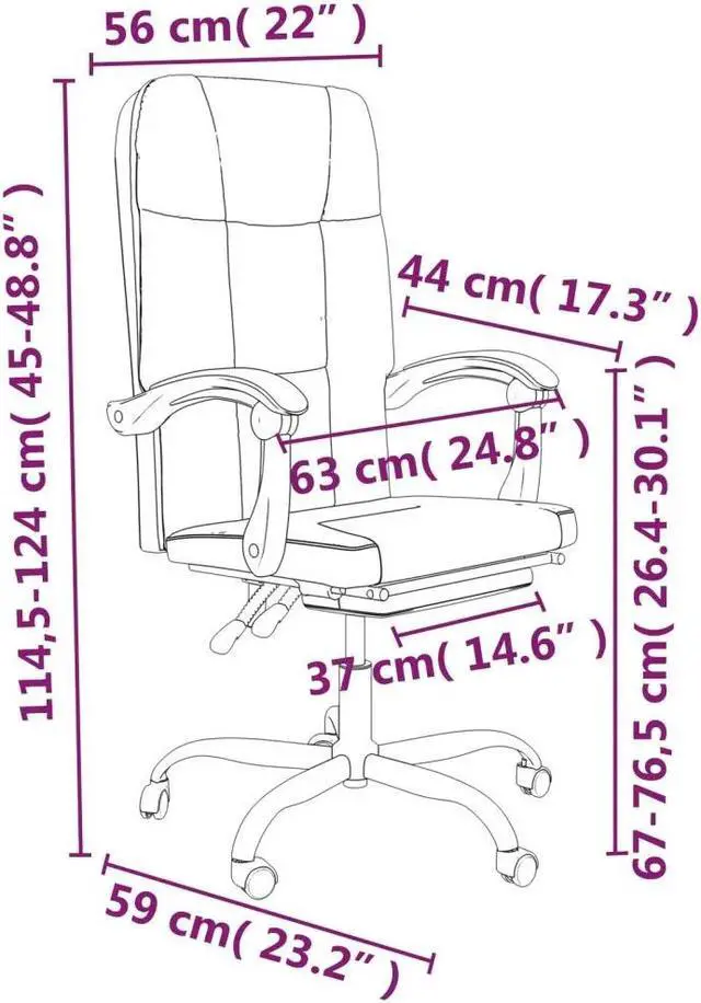 Alt view image 7 of 10 - vidaXL Reclining Office Chair Black Faux Leather