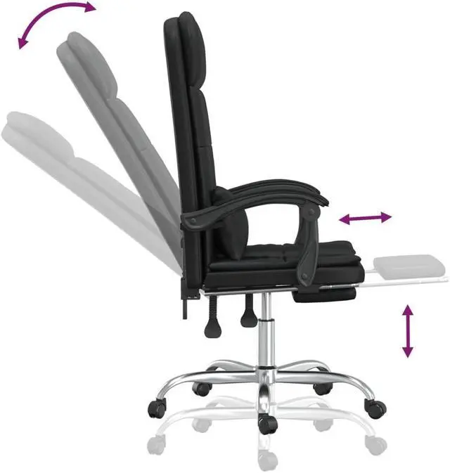 Alt view image 5 of 9 - vidaXL Massage Reclining Office Chair Black Faux Leather