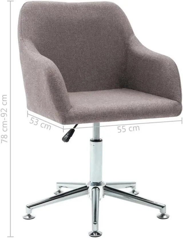 Alt view image 3 of 6 - vidaXL Office Chair Swivel Office Chair with Wheels and Arms Taupe Fabric