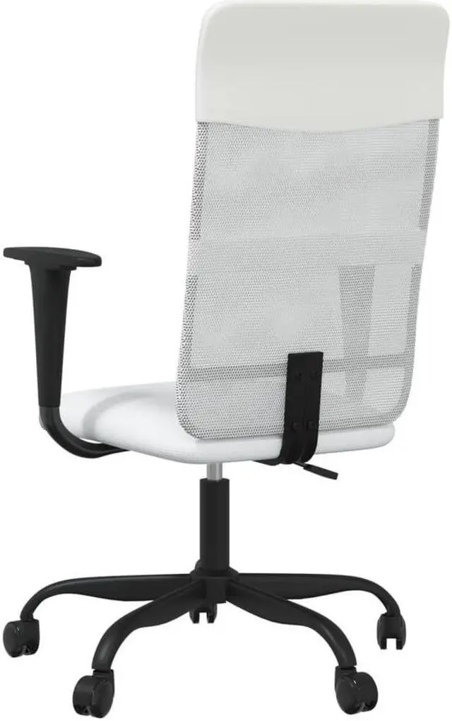 Alt view image 5 of 7 - vidaXL Office Chair Height Adjustable Seat White Mesh Fabric and Faux Leather