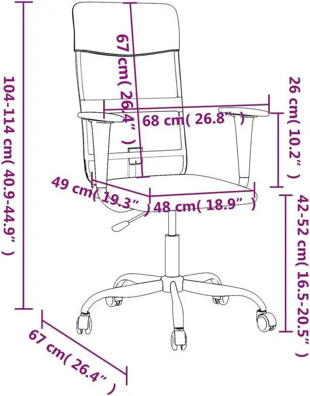 Alt view image 4 of 7 - vidaXL Office Chair Height Adjustable Seat White Mesh Fabric and Faux Leather