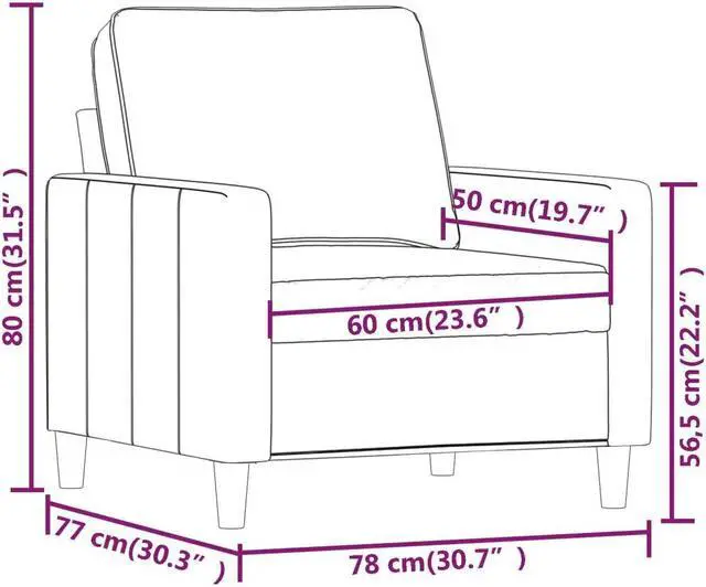 Alt view image 14 of 17 - vidaXL Sofa Chair Dark Gray 23.6" Velvet