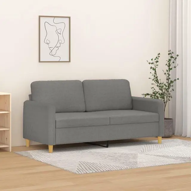 Alt view image 9 of 15 - vidaXL 2-Seater Sofa Dark Gray 55.1" Fabric