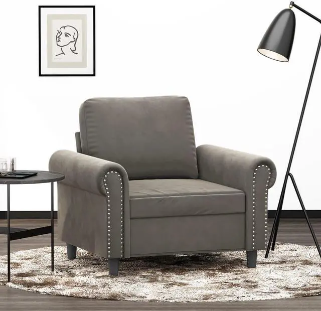 Alt view image 12 of 18 - vidaXL Sofa Chair Light Gray 23.6" Velvet