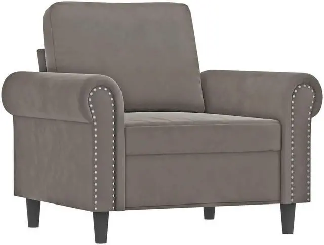 Alt view image 13 of 18 - vidaXL Sofa Chair Light Gray 23.6" Velvet