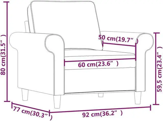 Alt view image 12 of 15 - vidaXL Sofa Chair Light Gray 23.6" Fabric
