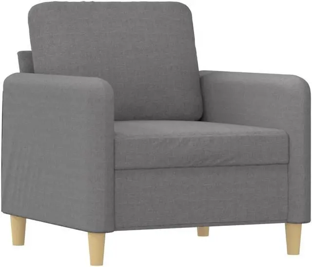 Alt view image 3 of 6 - vidaXL Couch Living Room Single Sofa Chair with Footstool Light Gray Fabric