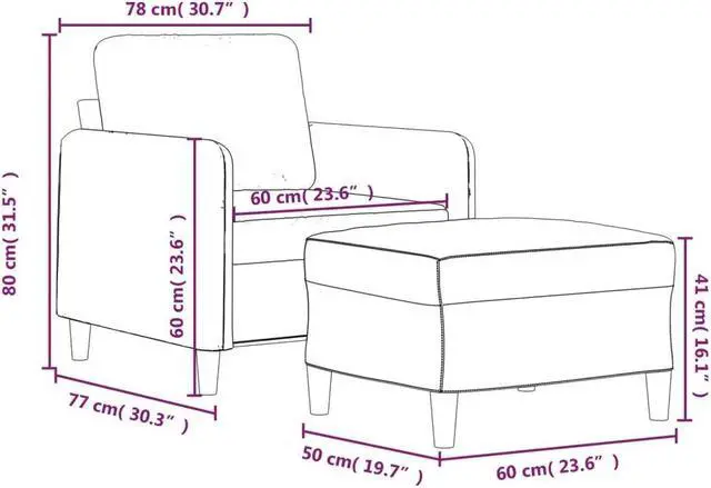 Alt view image 4 of 6 - vidaXL Couch Living Room Single Sofa Chair with Footstool Light Gray Fabric
