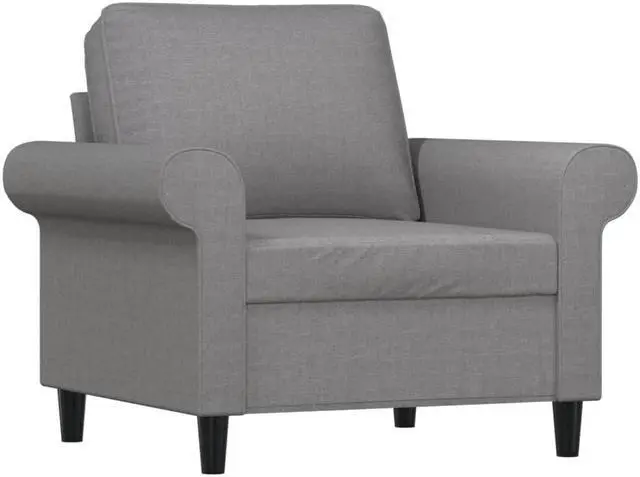 Alt view image 3 of 6 - vidaXL Couch Living Room Single Sofa Chair with Footstool Light Gray Fabric