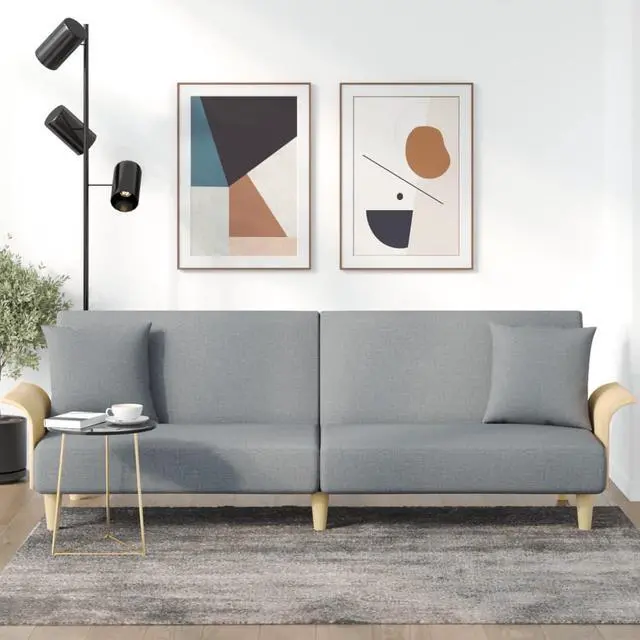 Main image of vidaXL Sofa Bed with Armrests Light Gray Fabric Couch Recliner Folding Daybed