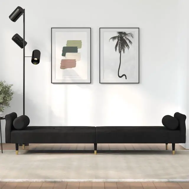 Alt view image 2 of 7 - vidaXL Sofa Bed Loveseat Sofa for Studio Apartment with Cushions Black Velvet
