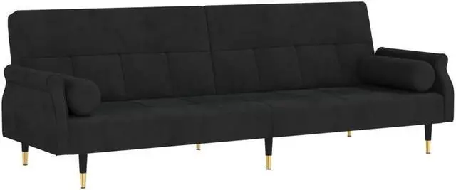 Alt view image 3 of 7 - vidaXL Sofa Bed Loveseat Sofa for Studio Apartment with Cushions Black Velvet