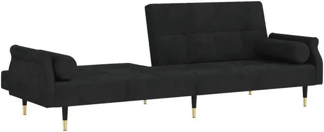 Alt view image 6 of 7 - vidaXL Sofa Bed Loveseat Sofa for Studio Apartment with Cushions Black Velvet