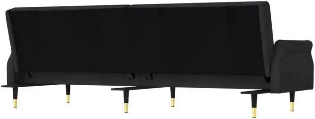 Alt view image 5 of 7 - vidaXL Sofa Bed Loveseat Sofa for Studio Apartment with Cushions Black Velvet