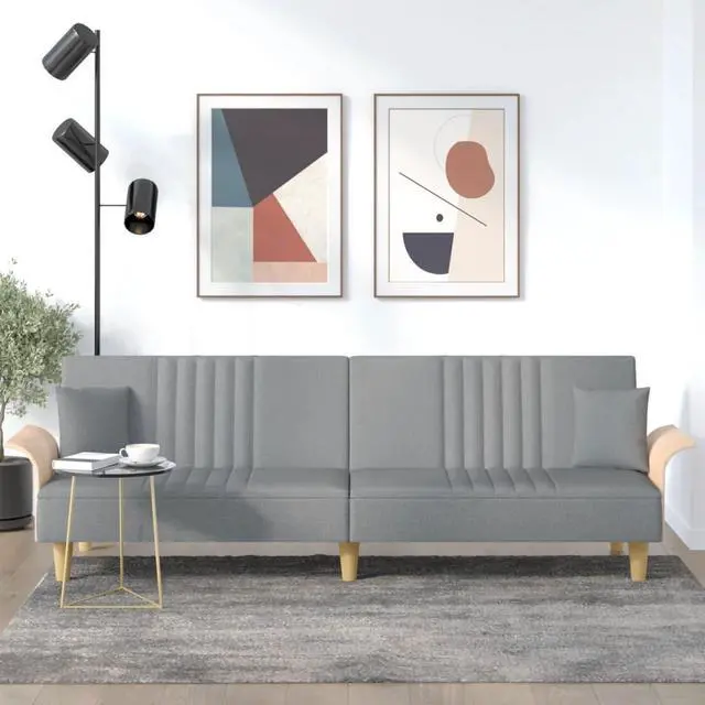 Main image of vidaXL Sofa Bed Sleeper Sofa Couch Bed with Armrests Settee Light Gray Fabric