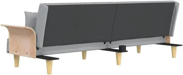 Alt view image 5 of 7 - vidaXL Sofa Bed Sleeper Sofa Couch Bed with Armrests Settee Light Gray Fabric