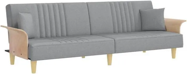 Alt view image 3 of 7 - vidaXL Sofa Bed Sleeper Sofa Couch Bed with Armrests Settee Light Gray Fabric
