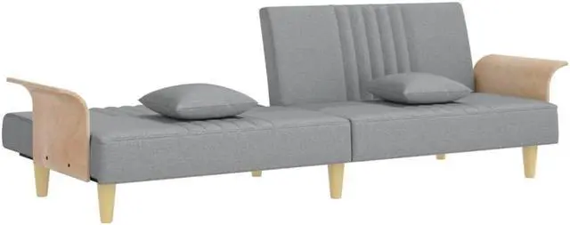 Alt view image 7 of 7 - vidaXL Sofa Bed Sleeper Sofa Couch Bed with Armrests Settee Light Gray Fabric