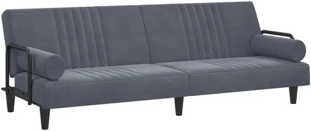 Alt view image 3 of 7 - vidaXL Sofa Bed with Armrests Dark Gray Velvet Couch Recliner Folding Daybed