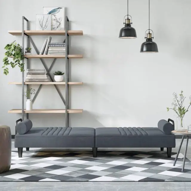 Alt view image 2 of 7 - vidaXL Sofa Bed with Armrests Dark Gray Velvet Couch Recliner Folding Daybed