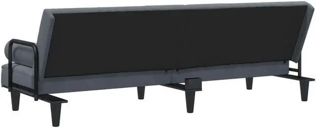 Alt view image 5 of 7 - vidaXL Sofa Bed with Armrests Dark Gray Velvet Couch Recliner Folding Daybed