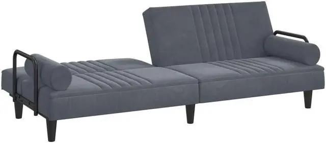 Alt view image 6 of 7 - vidaXL Sofa Bed with Armrests Dark Gray Velvet Couch Recliner Folding Daybed