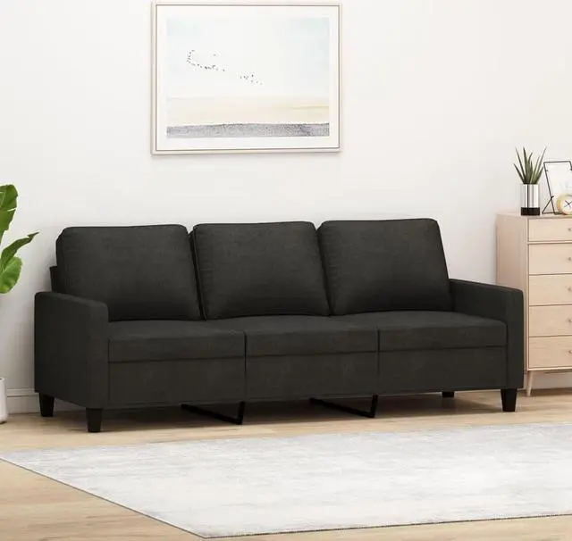Main image of vidaXL Sofa Accent Upholstered 3-Seater Couch Sofa for Living Room Black Fabric