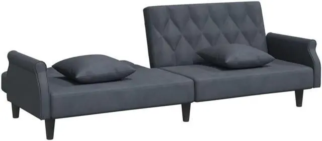 Alt view image 7 of 7 - vidaXL Sleeper Sofa with Armrests Dark Gray Velvet Couch Sofa Recliner Loveseat