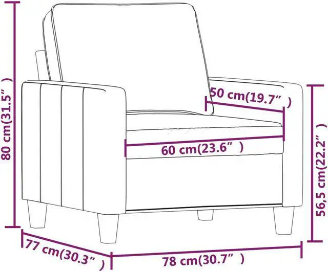 Alt view image 4 of 7 - vidaXL Sofa Chair Upholstered Accent Armchair Sofa Comfort Dark Gray Fabric