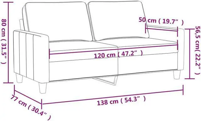 Alt view image 4 of 7 - vidaXL Sofa Loveseat Couch Sofa Settee with Throw Pillows Light Gray Velvet