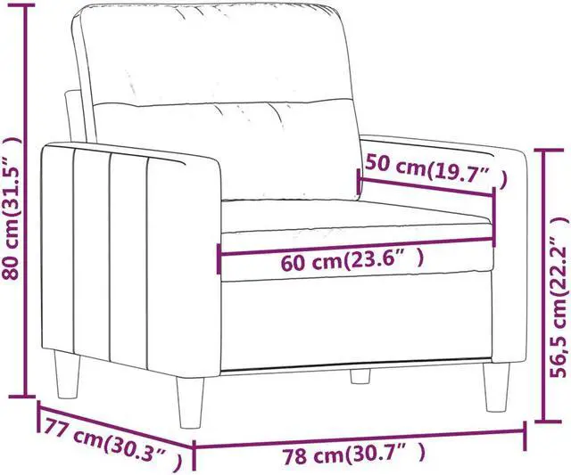 Alt view image 4 of 7 - vidaXL Sofa Chair Accent Upholstered Single Sofa Armchair Dark Gray Fabric