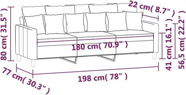 Alt view image 4 of 7 - vidaXL Sofa Accent Upholstered 3-Seater Couch Sofa for Living Room Black Velvet