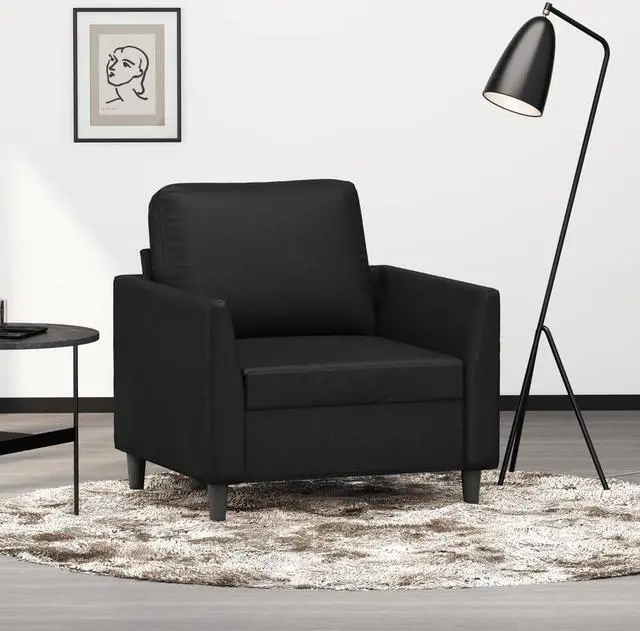 Main image of vidaXL Sofa Chair Accent Upholstered Single Sofa Chair Black Faux Leather