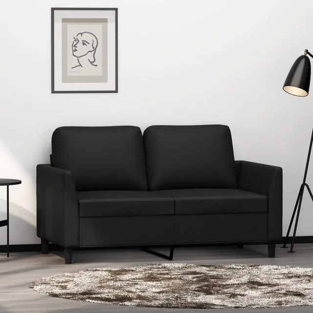 Main image of vidaXL Sofa Accent Loveseat Couch Settee 2 Seater Sofa Black Faux Leather