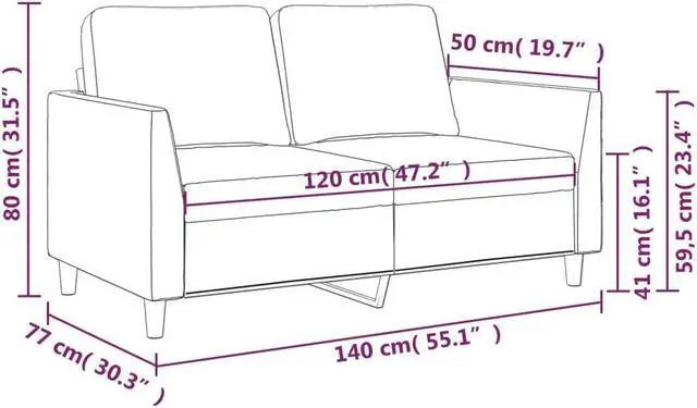 Alt view image 4 of 7 - vidaXL Sofa Accent Loveseat Couch Settee 2 Seater Sofa Black Faux Leather